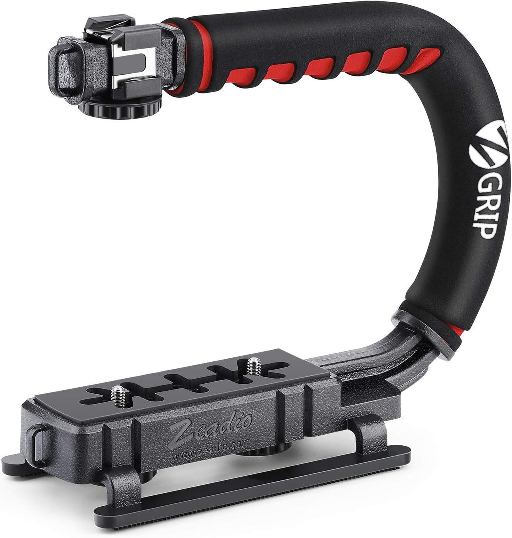 Estabilizador de Video con Empuñadura Estabilizadora Manual con Soporte de Zapata Fría para Todas las Cámaras y Videocámaras DSLR