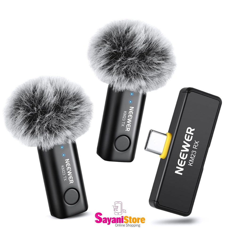 NEEWER Micrófono Lavalier Inalámbrico para iPhone Android Tablet PC Laptop Rango de 40m/131ft