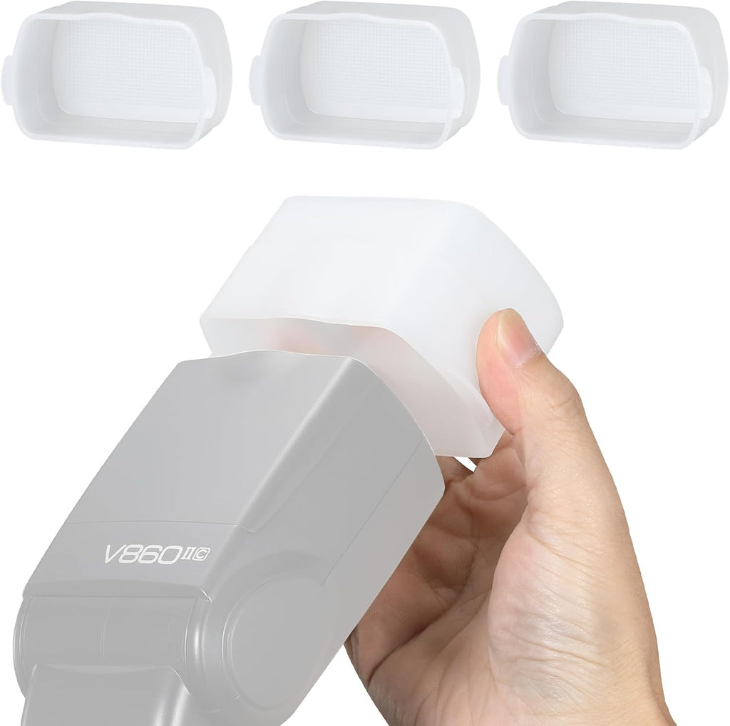 Difusor de flash, 3.15 x 2.09 pulgadas, kit de difusor de luz de rebote blanco compatible con Godox V860III V850II TT685II TT600 para Canon, Nikon, Sony, Olympus, Fuji Hot-Shoe Mount