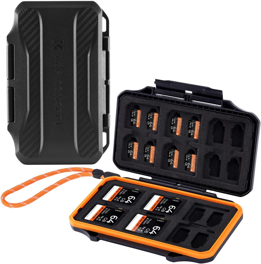 K&F CONCEPT Funda para tarjeta de memoria SD Micro SD con 36 ranuras, resistente al agua, caja de almacenamiento antigolpes para 24 tarjetas Micro SD SDXC SDHC TF y 12 tarjetas SD SDXC SDHC