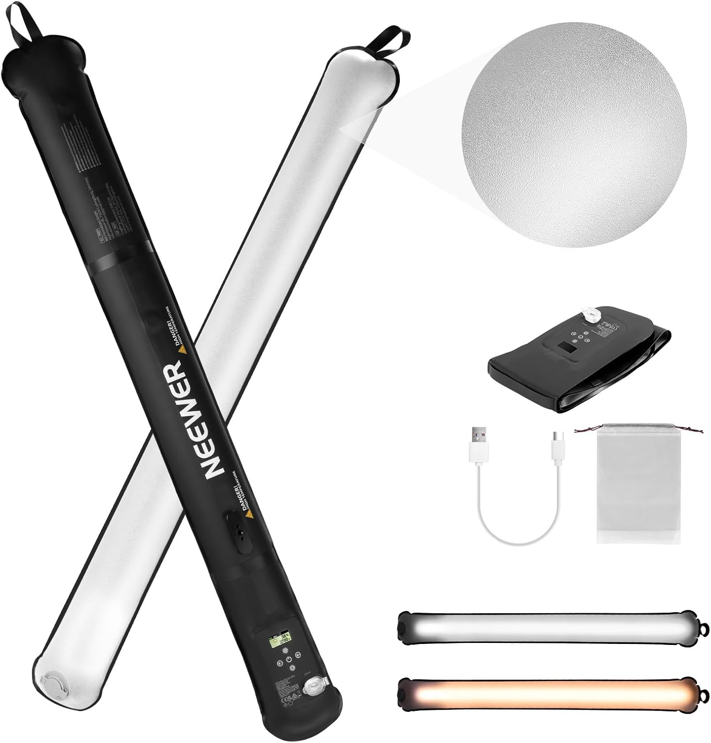 Luz de relleno LED portátil básica de 21W, 35.5"/90cm, iluminación bicolor inflable. NEEWER