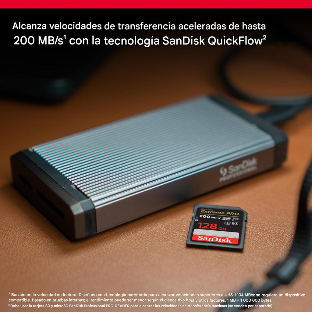 SanDisk Tarjeta de memoria Extreme PRO SDXC UHS-I de 128 GB - C10, U3, V30, 4K UHD, tarjeta SD - SDSDXXD-128G-GN4IN