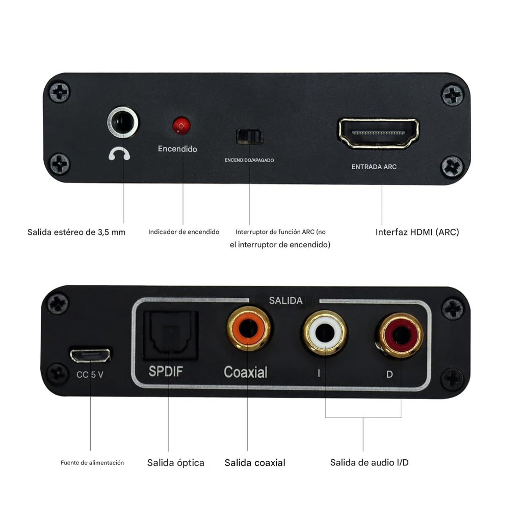 Convertidor de extractor de audio HDMI ARC, convertidor DAC de 192 KHz