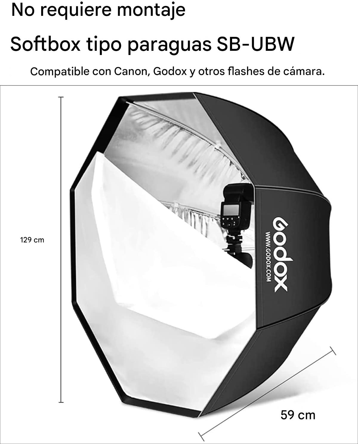 Godox Paraguas Softbox Octagonal de 47" / 120cm con Rejilla
