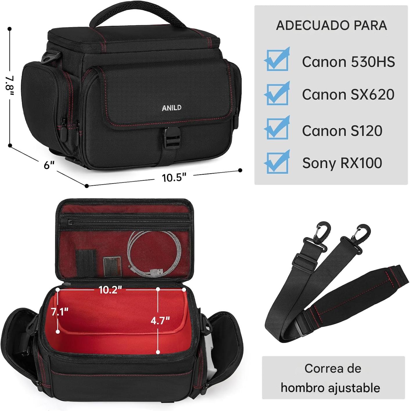 ANILD DSLR - Bolsa cruzada para cámara fotográfica, resistente al agua, bolsa de mensajero para cámara fotográfica de viaje