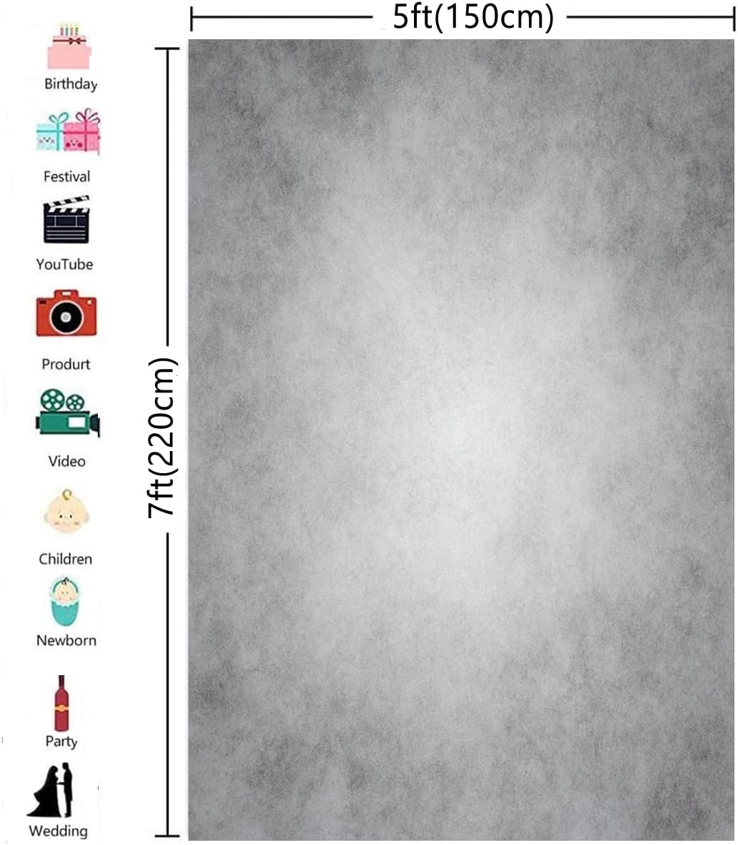 Fondos de fotografía abstracta gris de 5 x 7 pies para retrato de fotografía gris para fotógrafo, fondo de textura de ceniza para fiesta