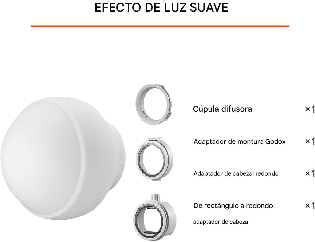 Godox ML-CD15 Diffusion Dome Flash Difusor Modificador, Difusor de luz suave plegable con 3 adaptadores para AD200 AD200Pro V1 TT685 V860III TT600 AD300Pro AD400PRO Speedlight, ML30 ML60 Video Lights