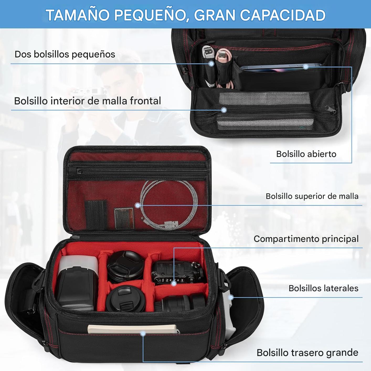 ANILD DSLR - Bolsa cruzada para cámara fotográfica, resistente al agua, bolsa de mensajero para cámara fotográfica de viaje