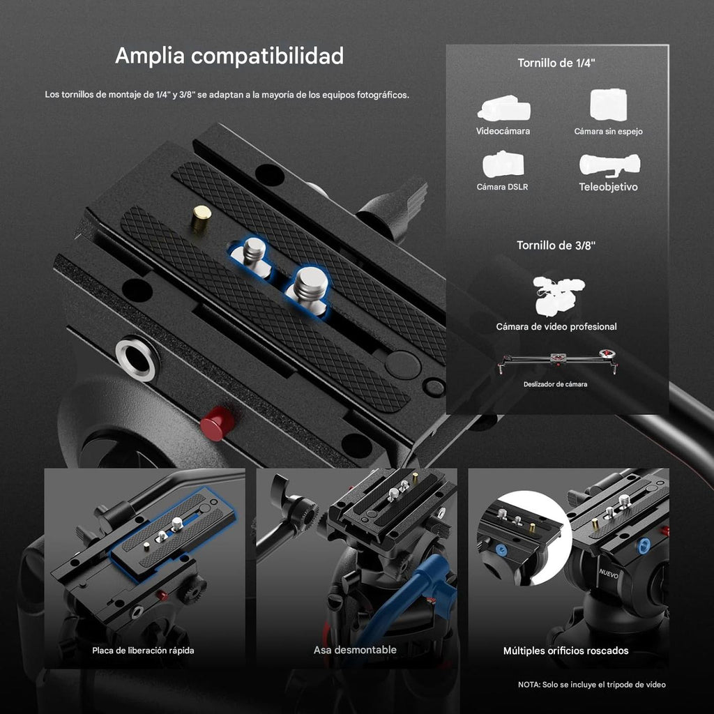 Tripode profesional de camara 74 pulgadas