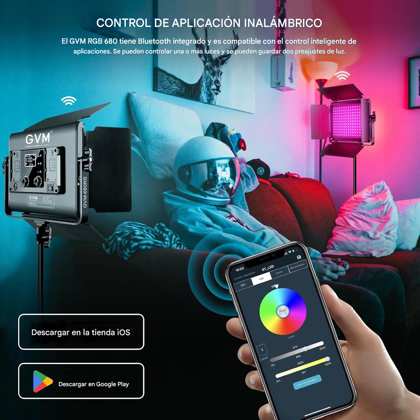 GVM - Luz de video LED RGB