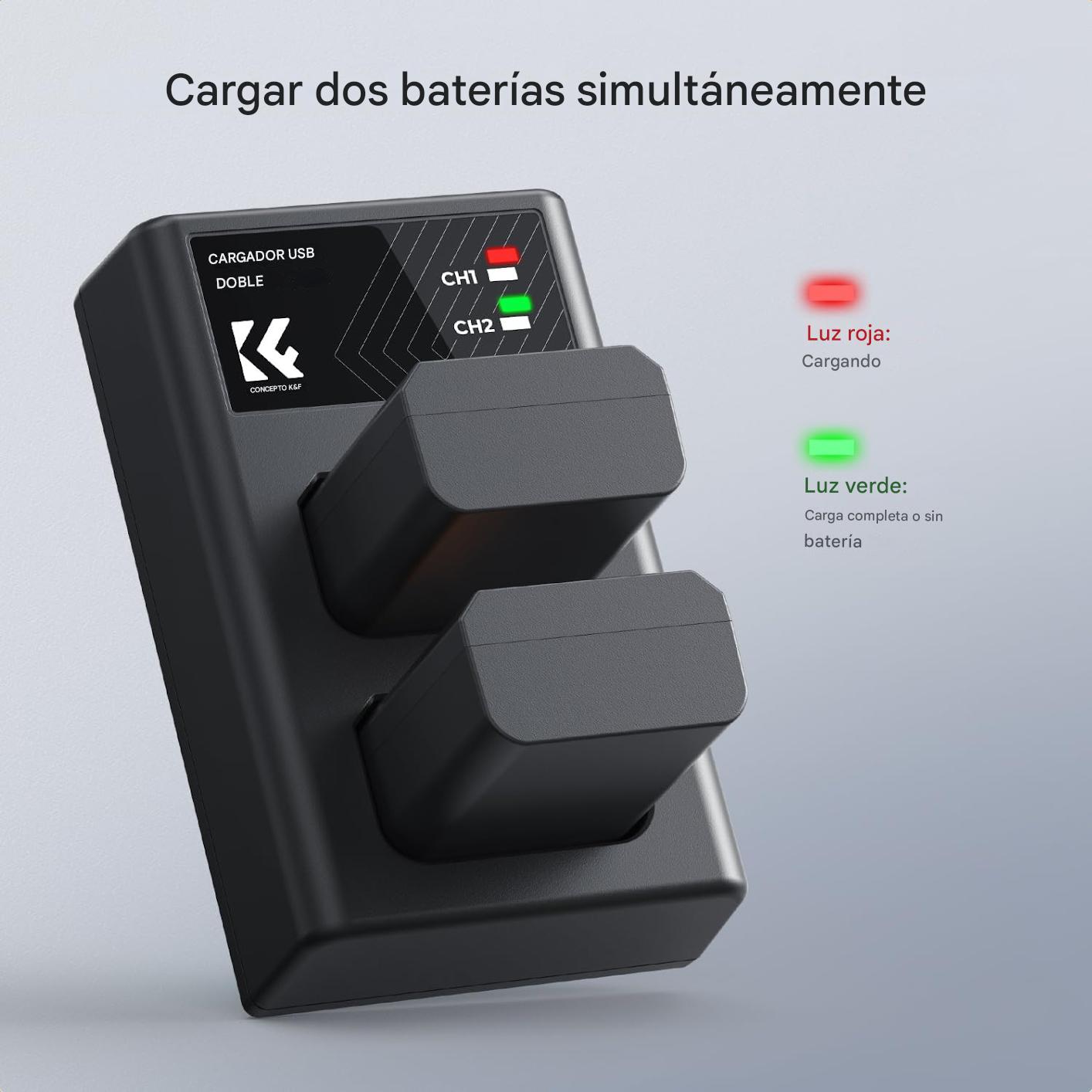 Batería NP-FW50 y cargador de doble ranura para cámaras Sony ZV-E10 A6500 A6400 A6300 A6000 A7II A7RII A7SII A7S A7R A7R2 NEX-3 NEX-5