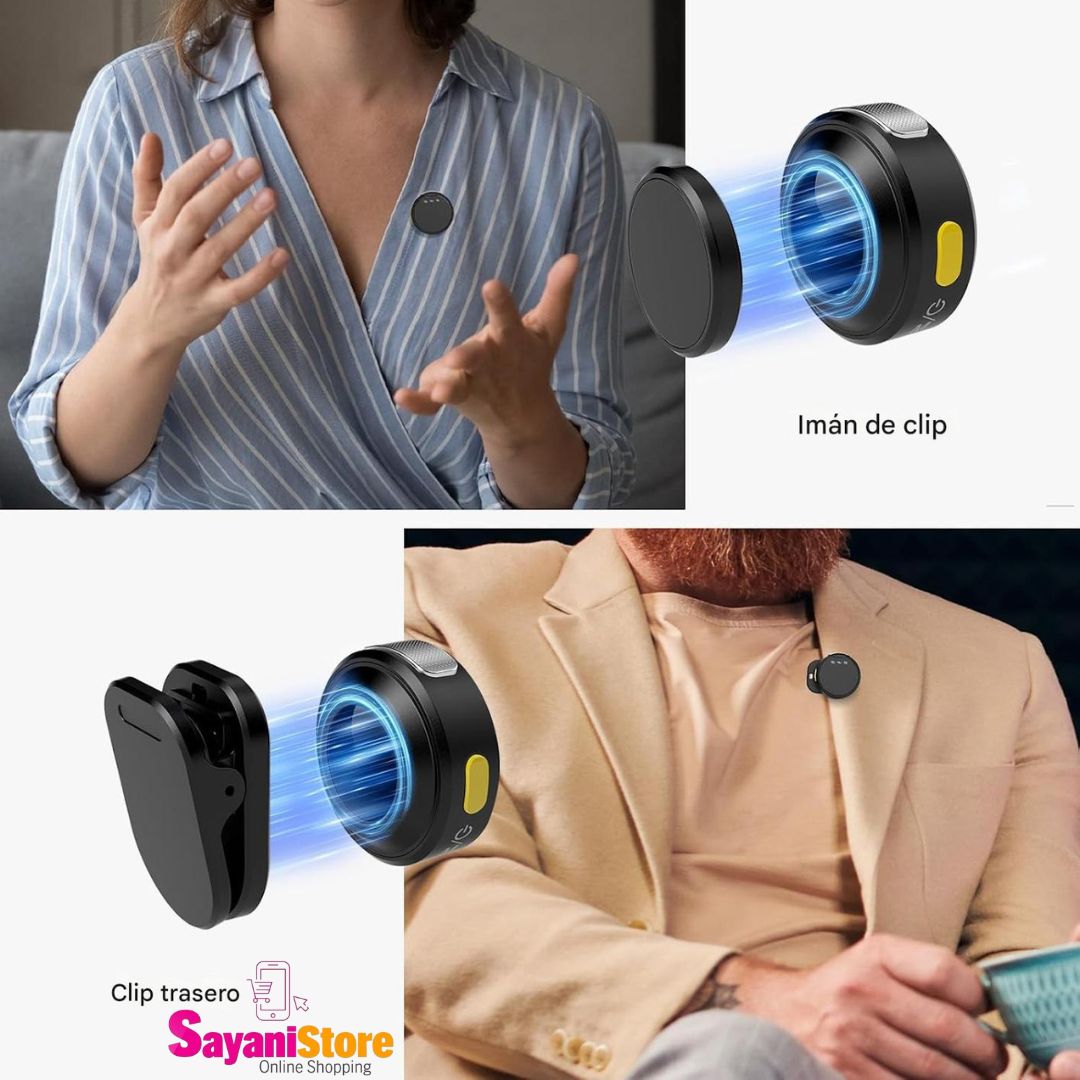 RIBIU Micrófono de solapa inalámbrico para iPhone/Android/PC.