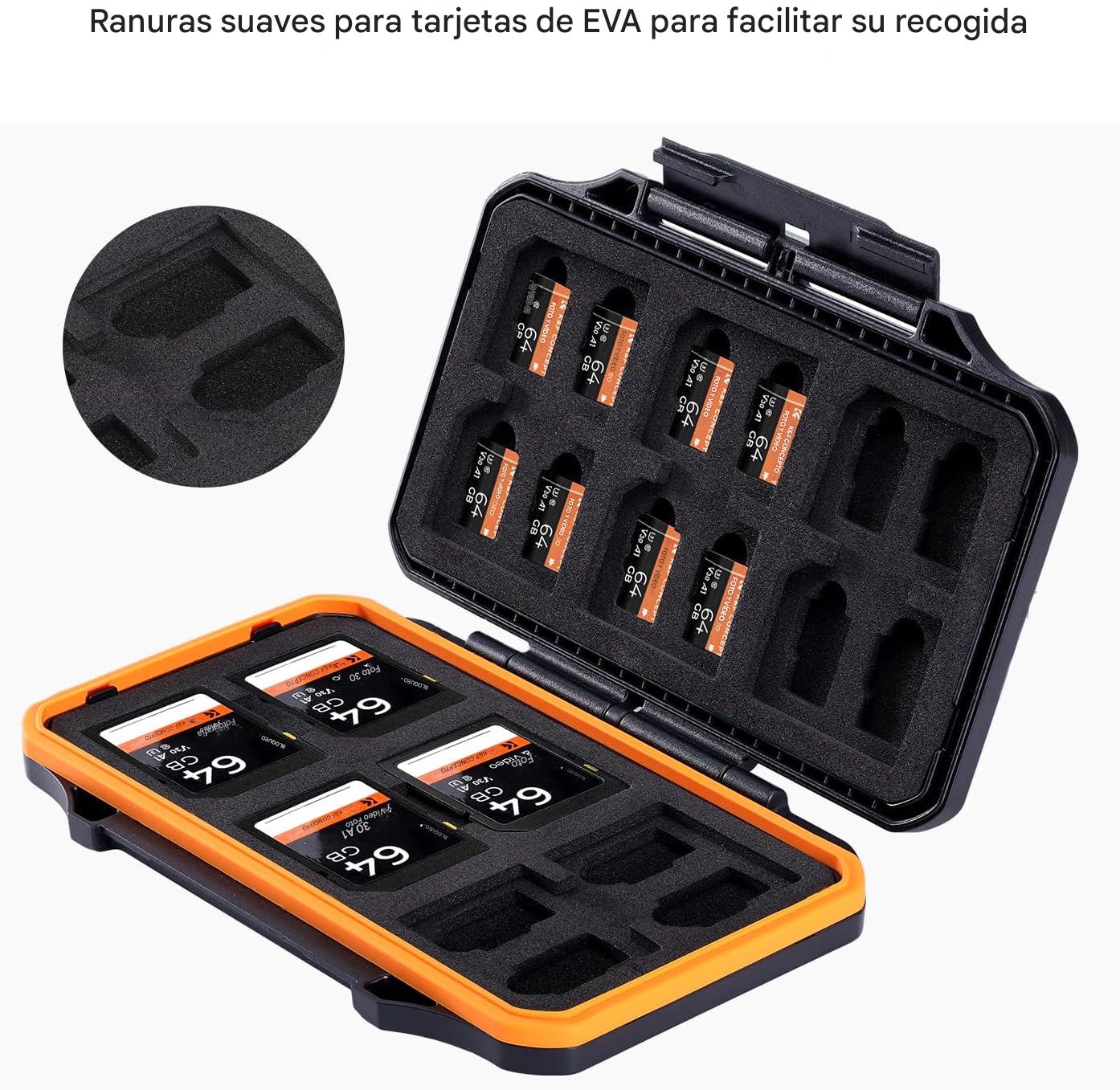 K&F CONCEPT Funda para tarjeta de memoria SD Micro SD con 36 ranuras, resistente al agua, caja de almacenamiento antigolpes para 24 tarjetas Micro SD SDXC SDHC TF y 12 tarjetas SD SDXC SDHC