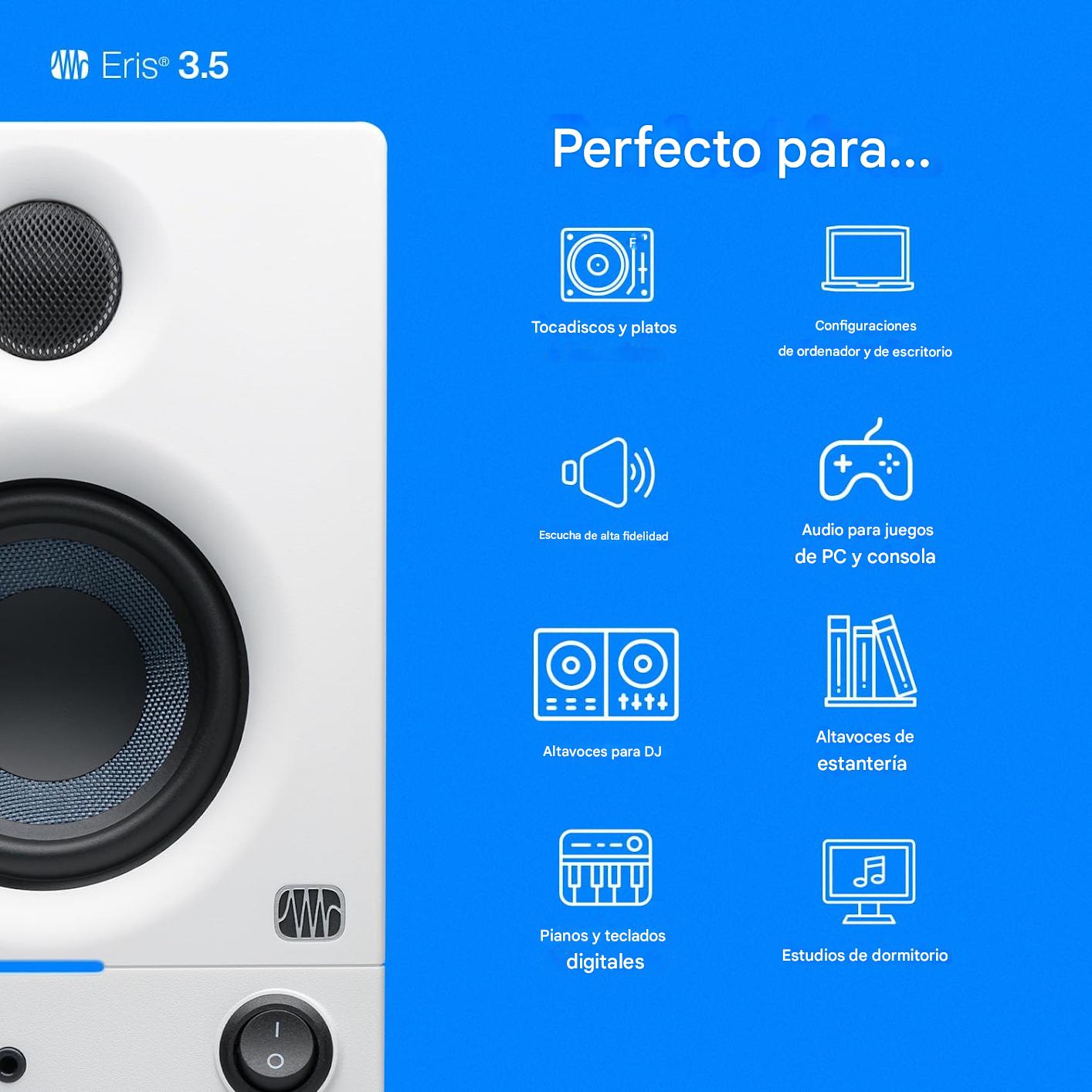 PreSonus Eris 3.5 Monitores de estudio (blanco), par.