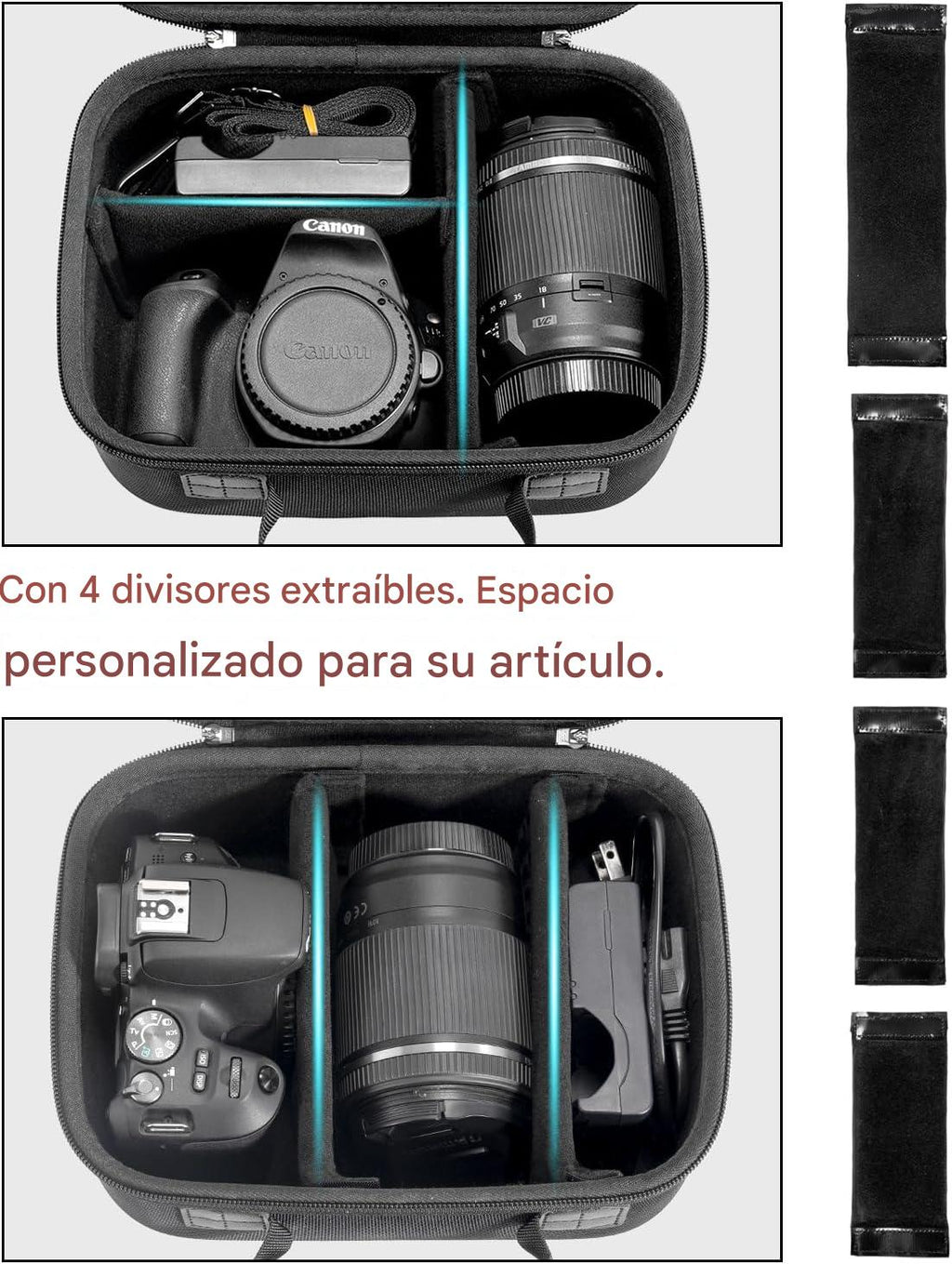 RAIACE Funda rígida de transporte compatible con Canon EOS Rebel T7 / R100 / R50, para Sony, para cámara Nikon, funda protectora con bolsillo de malla para cargador, cables, tarjetas y accesorios