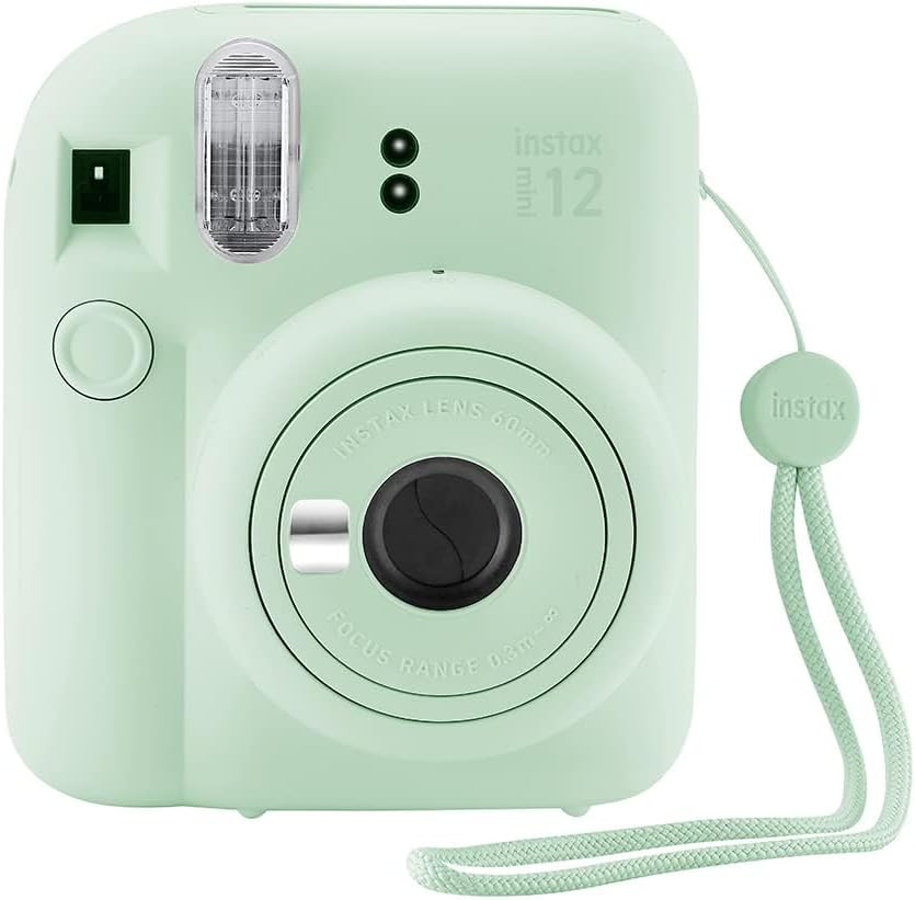 Fujifilm Cámara Instantánea Instax Mini 12 + 60 Impresiones Fotográficas + Paquete de Valor Fotográfico de Calidad, Estuche, Calcomanías Decorativas, Marcos, Álbum de Fotos, (Verde Menta)