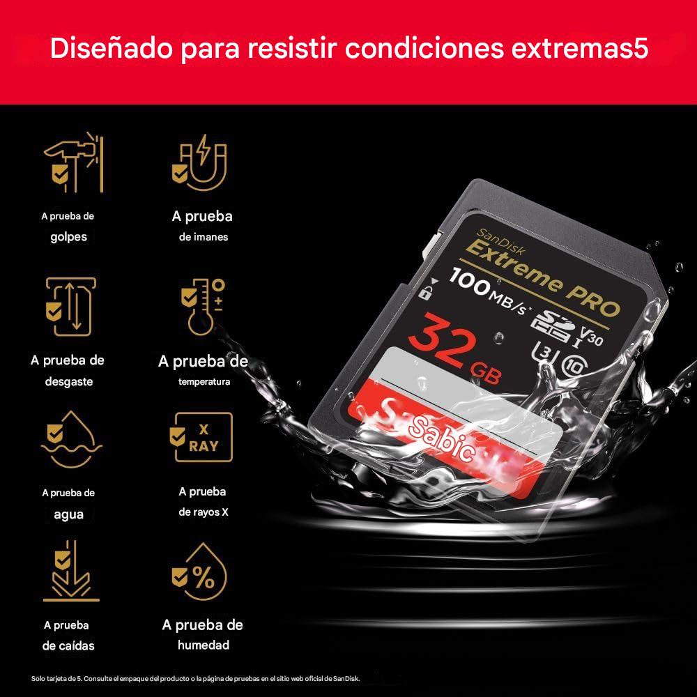 SanDisk Tarjeta de memoria SDHC UHS-I Extreme PRO de 32 GB, C10, U3, V30, 4K UHD, tarjeta SD - SDSDXXO-032G-GN4IN