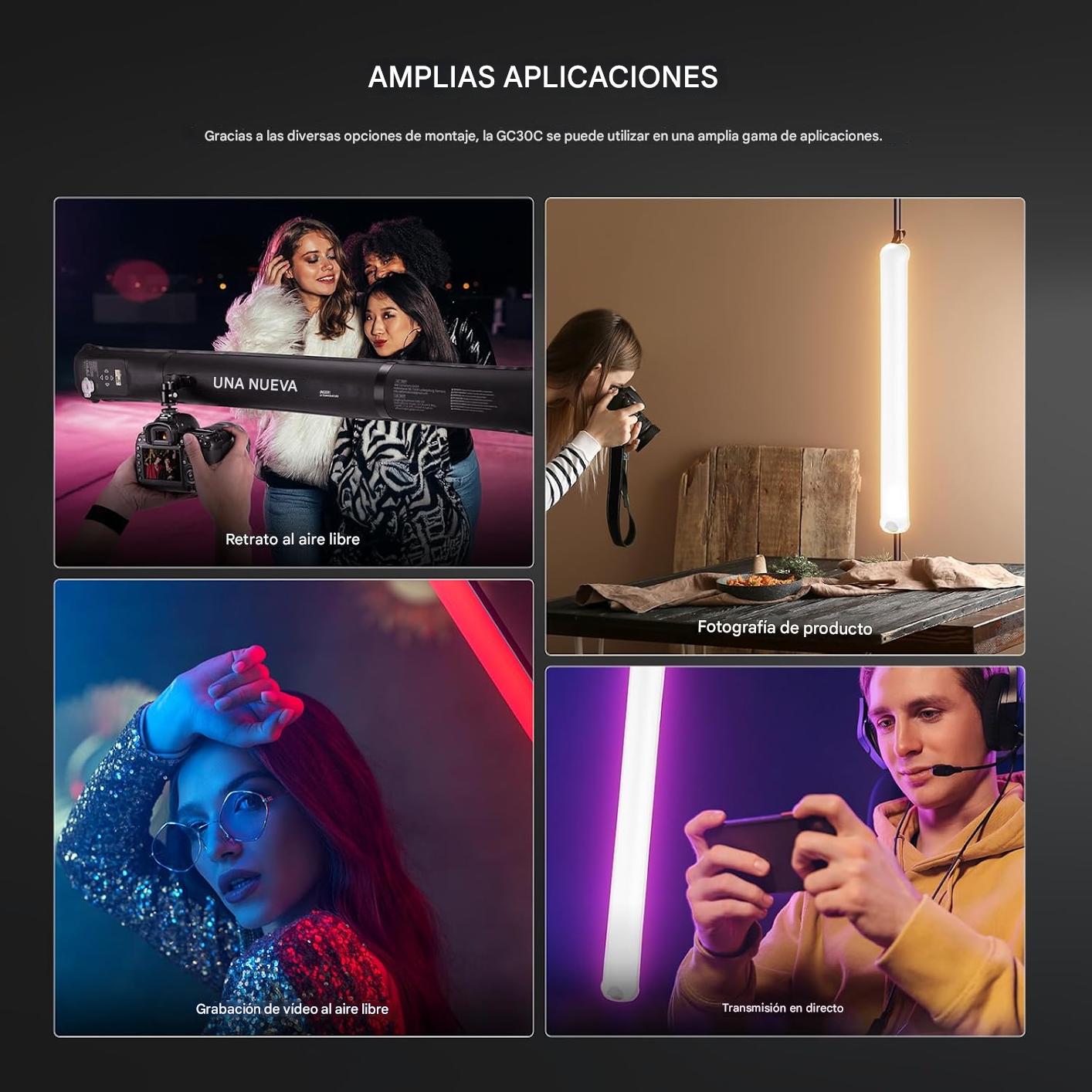 Barra de Luz RGB de Mano 35,5"/90cm, Iluminación TPU Inflable Portátil 5000mAh Tipo C 45W Entrada/30W Salida, 3000Lux 17 Efectos 2700-6500K CRI95 para Fotografía de Estudio