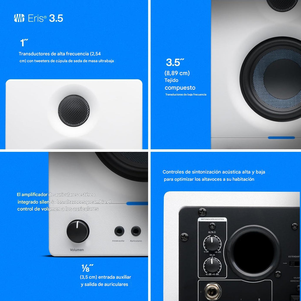 PreSonus Eris 3.5 Monitores de estudio (blanco), par.