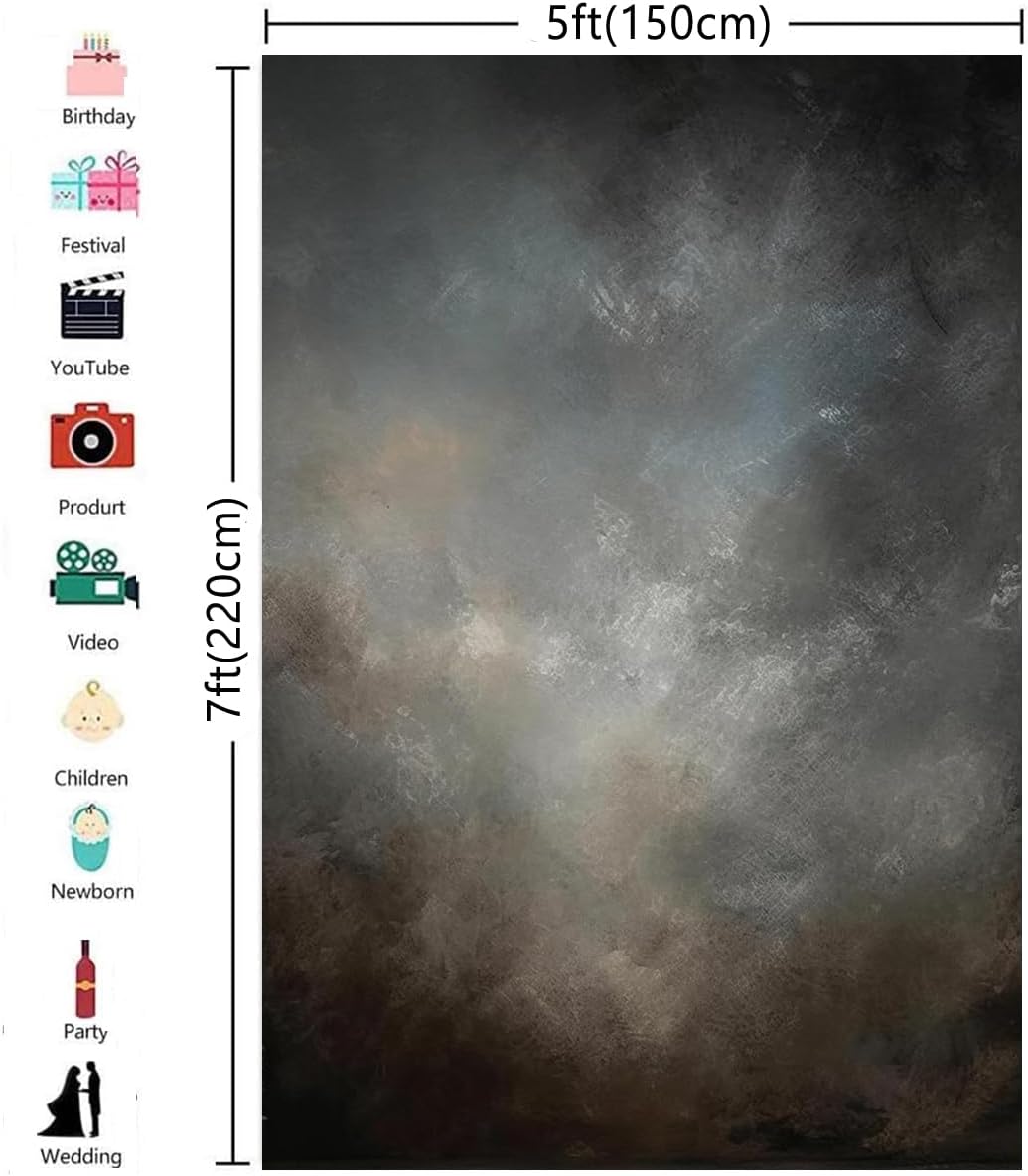 Telón de fondo abstracto de tela de 5 x 7  Retrato vintage.