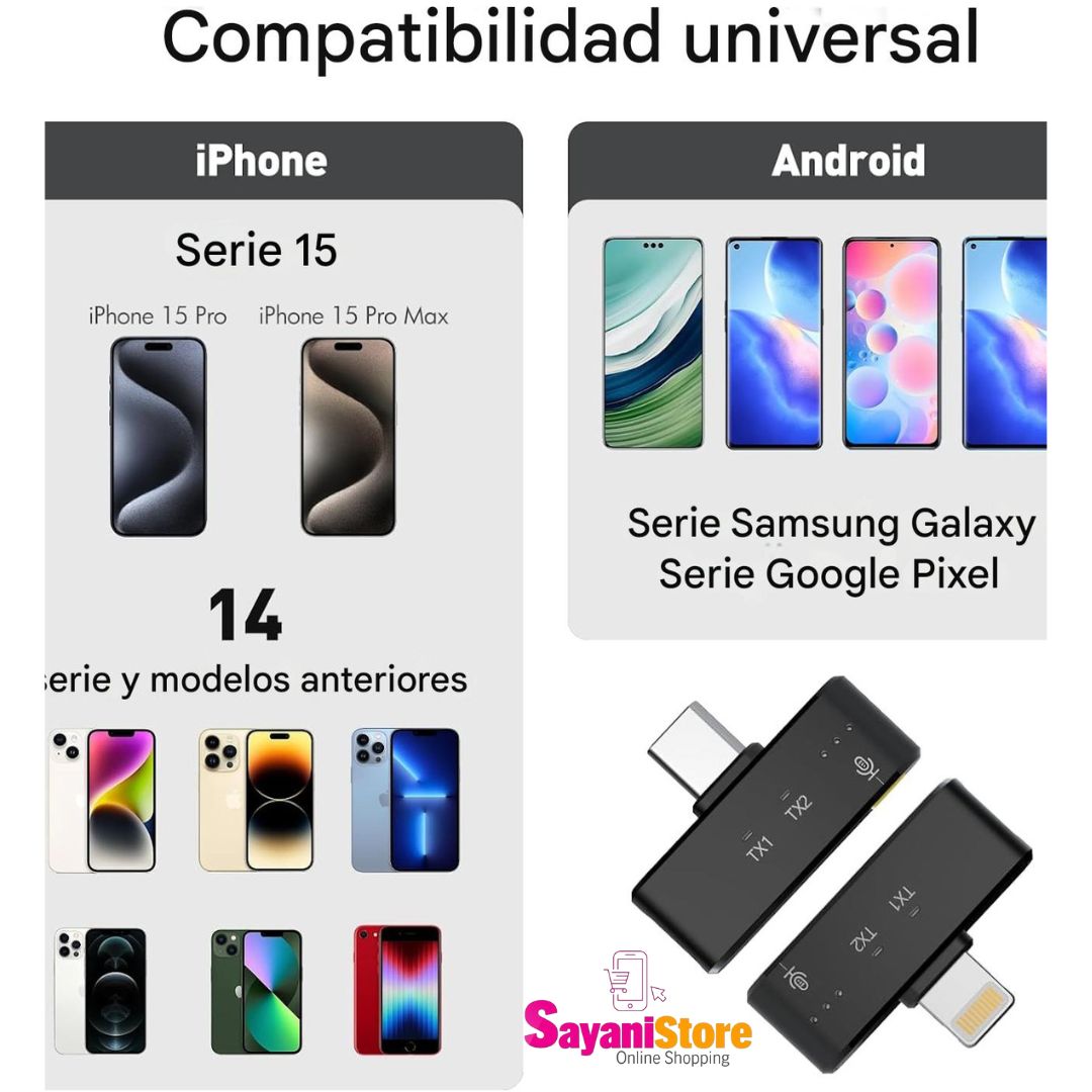 RIBIU Micrófono de solapa inalámbrico para iPhone/Android/PC.