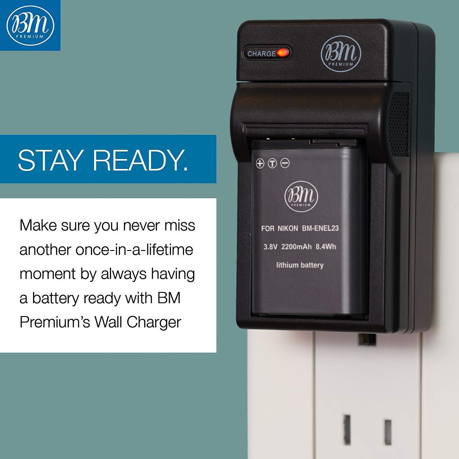 BM Premium Paquete de 2 baterías EN-EL23 y cargador de batería para cámara digital Nikon