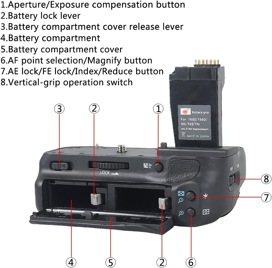 DSTE Pro BG-E18 – Grip Vertical para Canon LP-E17.