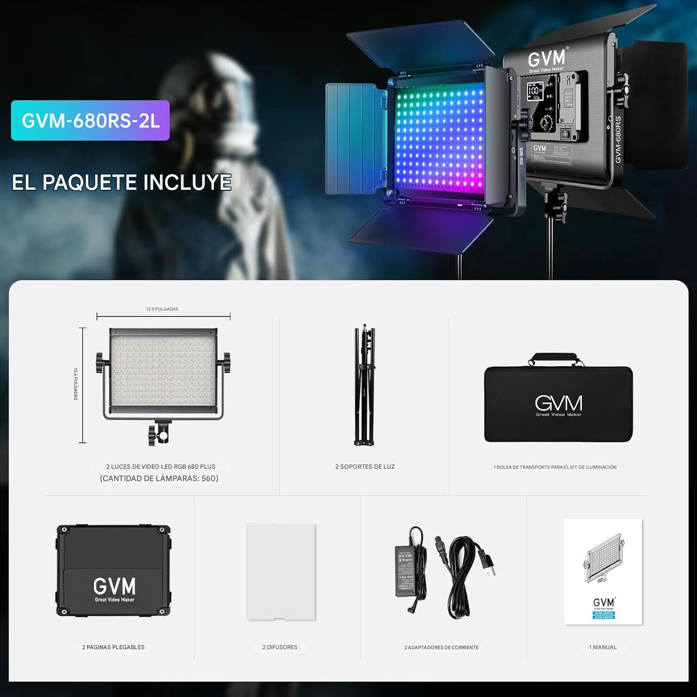 GVM - Luz de video LED RGB