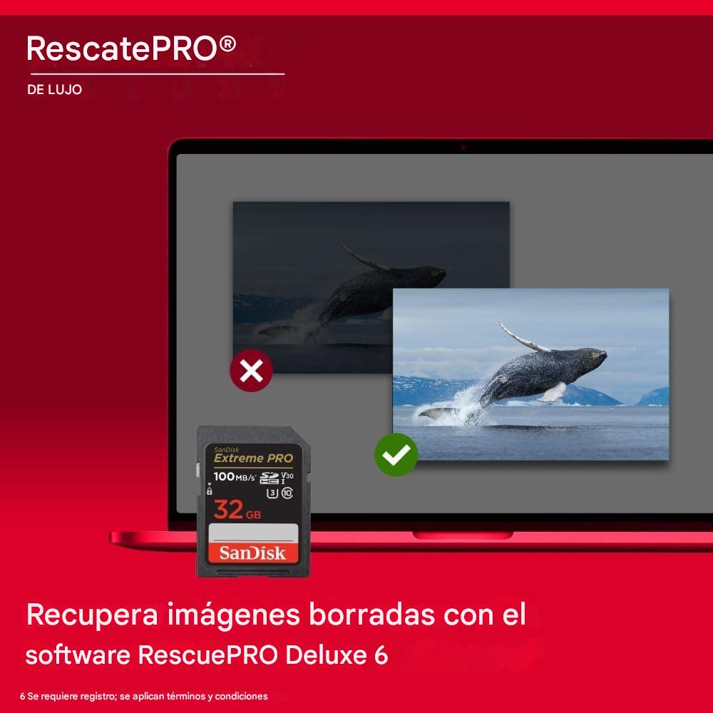 SanDisk Tarjeta de memoria SDHC UHS-I Extreme PRO de 32 GB, C10, U3, V30, 4K UHD, tarjeta SD - SDSDXXO-032G-GN4IN