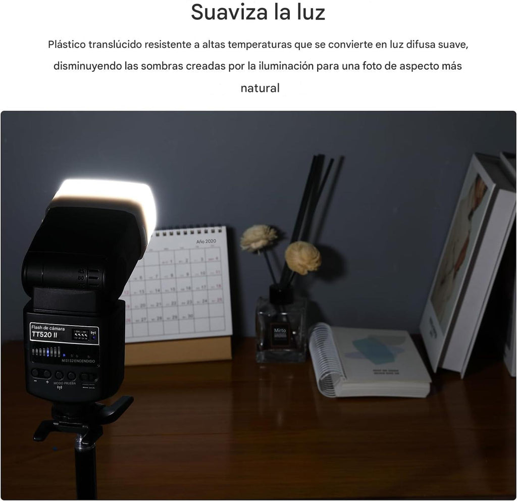 Difusor de flash, 3.15 x 2.09 pulgadas, kit de difusor de luz de rebote blanco compatible con Godox V860III V850II TT685II TT600 para Canon, Nikon, Sony, Olympus, Fuji Hot-Shoe Mount