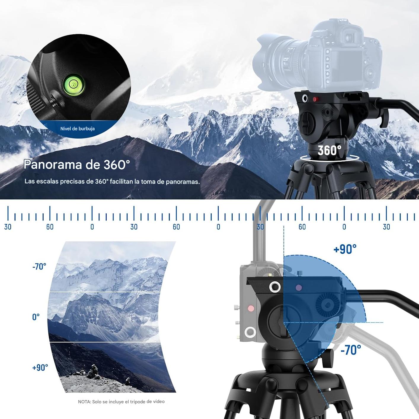 Tripode profesional de camara 74 pulgadas