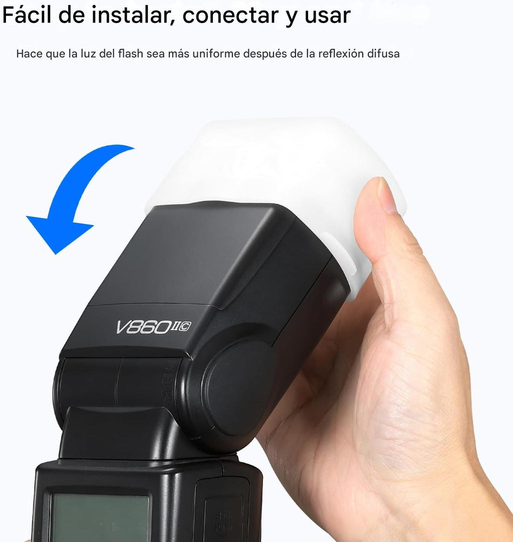 Difusor de flash, 3.15 x 2.09 pulgadas, kit de difusor de luz de rebote blanco compatible con Godox V860III V850II TT685II TT600 para Canon, Nikon, Sony, Olympus, Fuji Hot-Shoe Mount