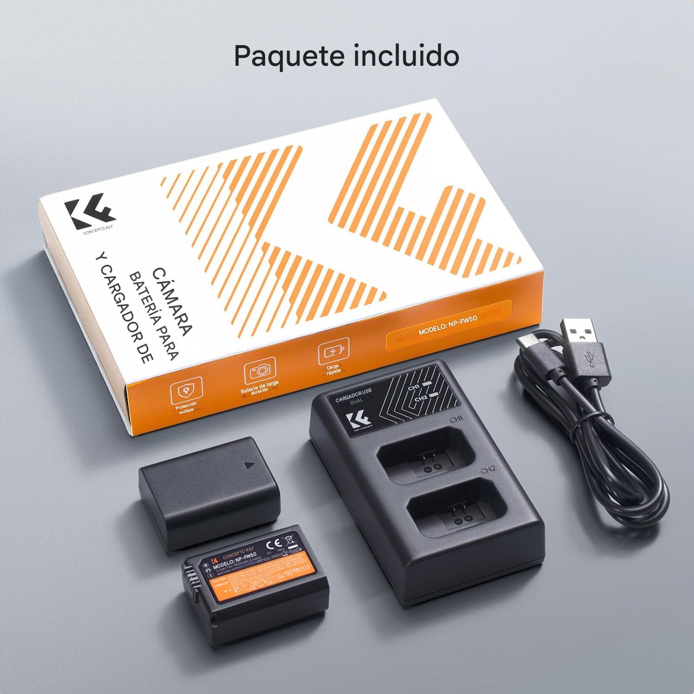 Batería NP-FW50 y cargador de doble ranura. Sony