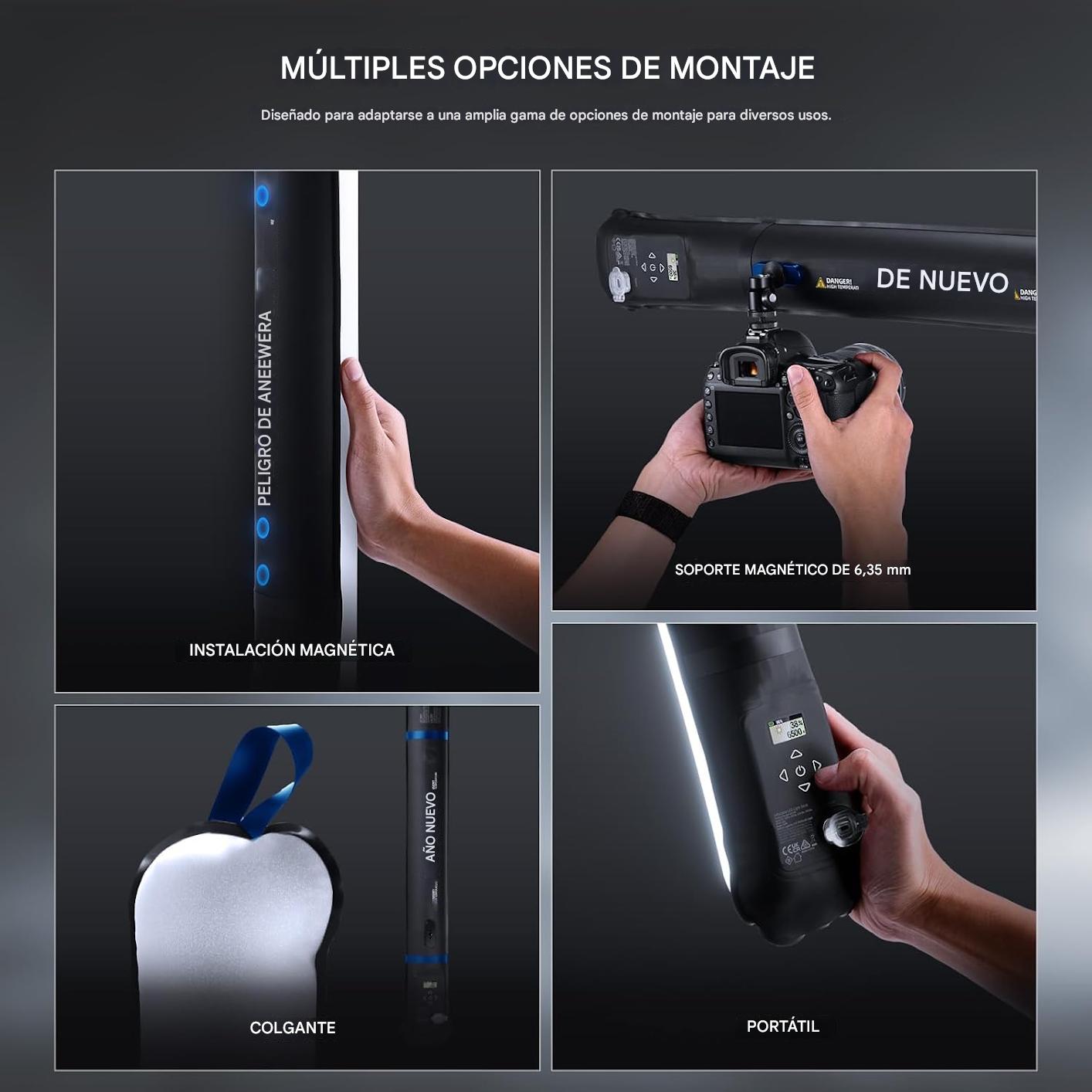 Barra de Luz RGB de Mano 35,5"/90cm, Iluminación TPU Inflable Portátil 5000mAh Tipo C 45W Entrada/30W Salida, 3000Lux 17 Efectos 2700-6500K CRI95 para Fotografía de Estudio