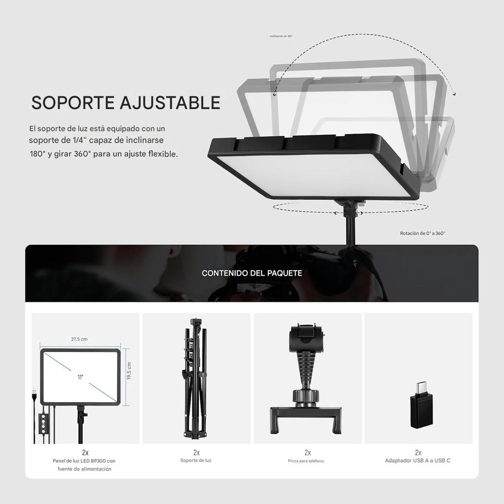 NEEWER BASICS Juego de 2 paneles de luz LED